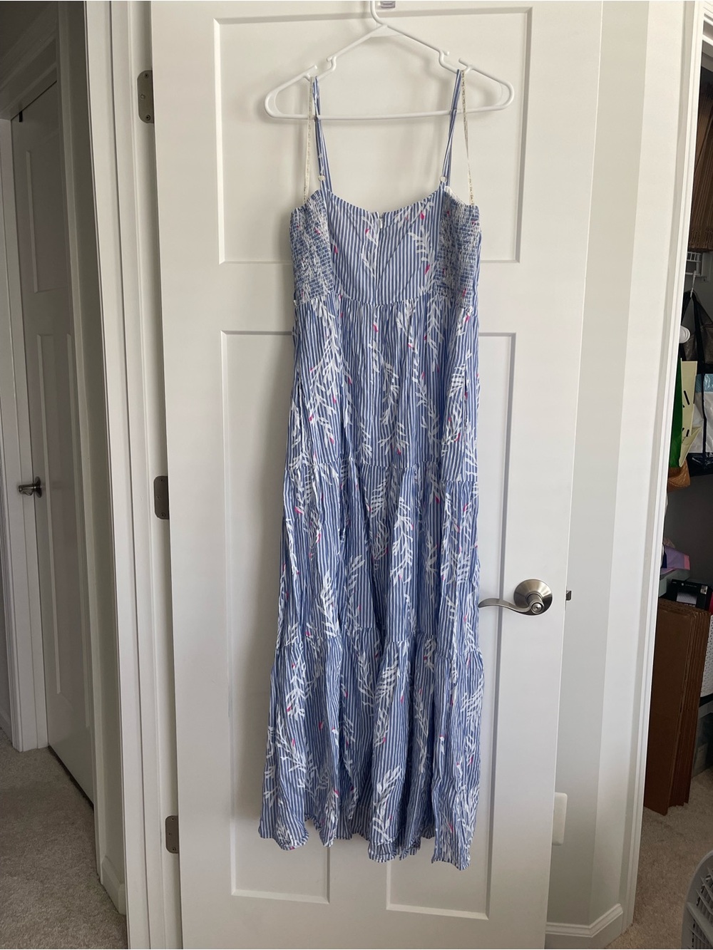 Lilly Pulitzer Light Blue Striped Floral Maxi Dress - Spaghetti Strap - Picture 4 of 6